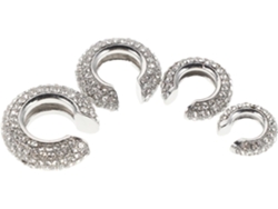 Conjunto De 4 Pendientes De Clip En Metal Blanco Con La Letra K, Adornados Con Cristales Brillantes.