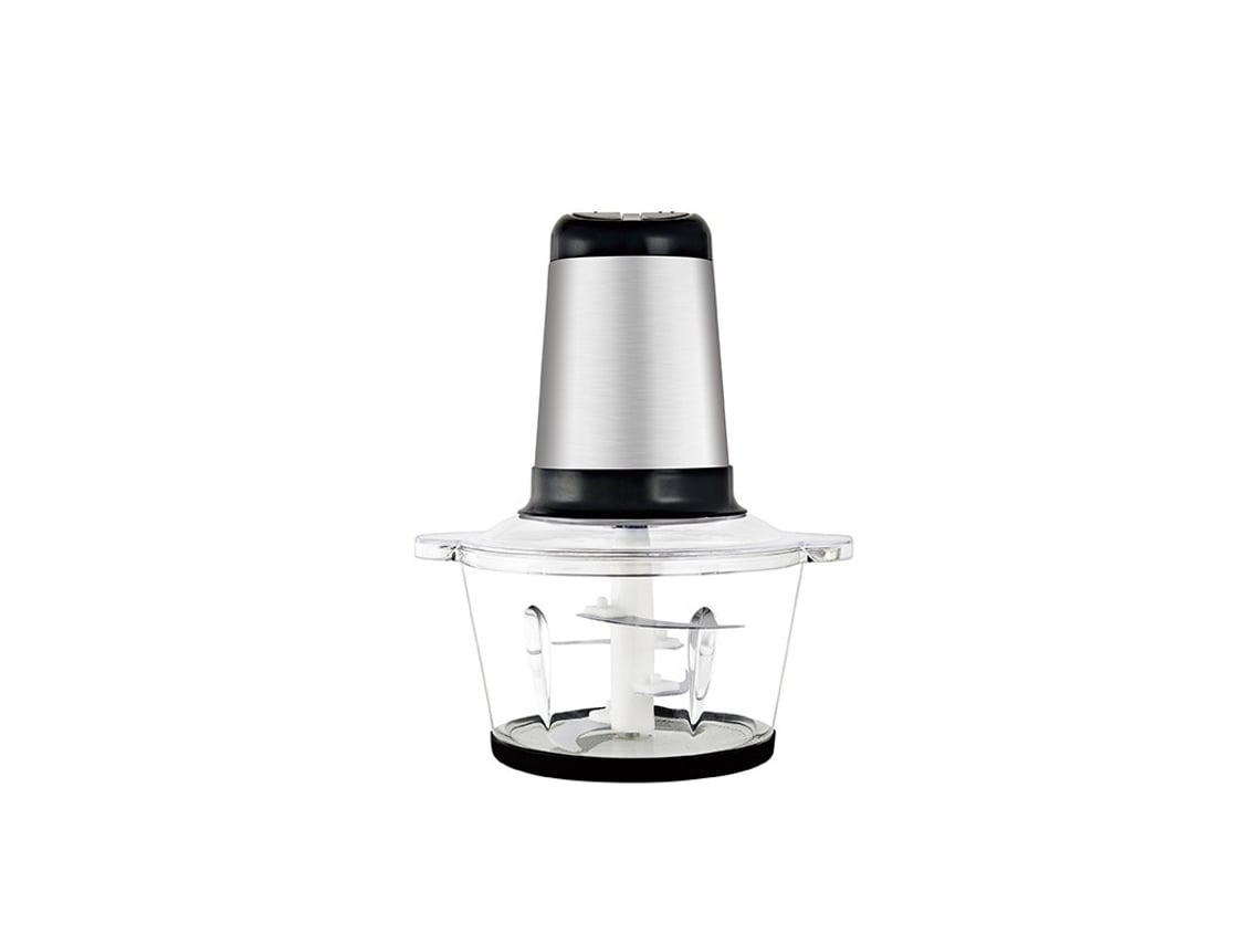 Procesador de alimentos eléctrico, acero inoxidable, 2 L, 300 W, 2 velocidades, cuchilla extraíble