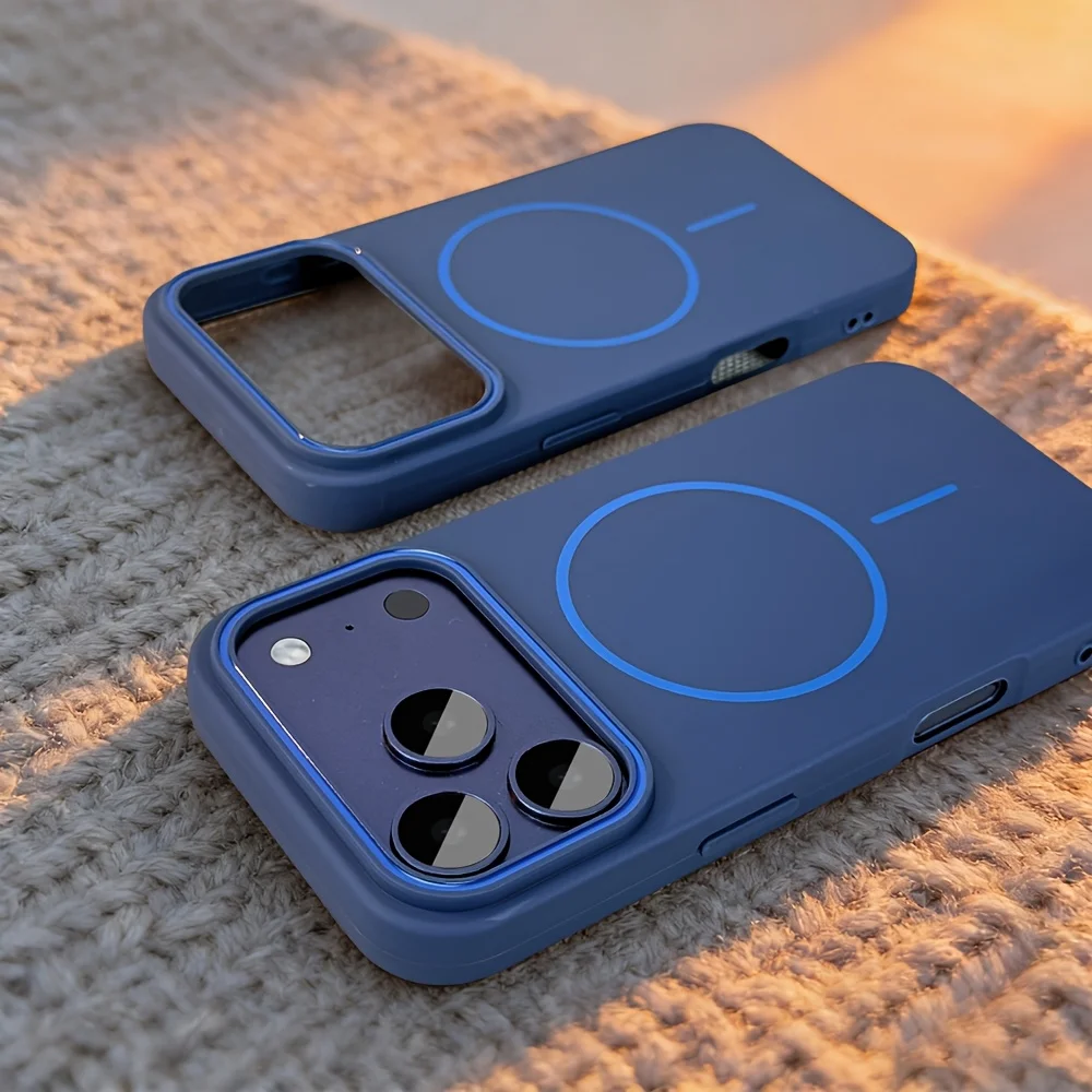 (iphone 12 Azul) Funda Para Teléfono Con Carga Inalámbrica Magnética Magsafe, Cubierta Trasera De Policarbonato Rígido Mate.