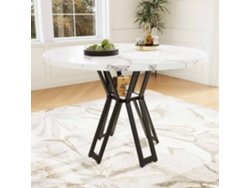 Mesa Redonda 100x100x76 cm Lujosa Mesa Redonda para 4-6 Personas, Patas Negras, Tablero MDF Jaspeado