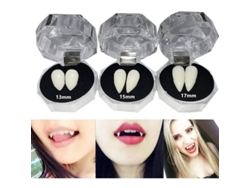 Prótesis Dentales De Vampiro, 3 Pares, Accesorios Para Cosplay Y Halloween Con Adhesivo. Tamaños: 13 Mm, 15 Mm, 17 Mm.