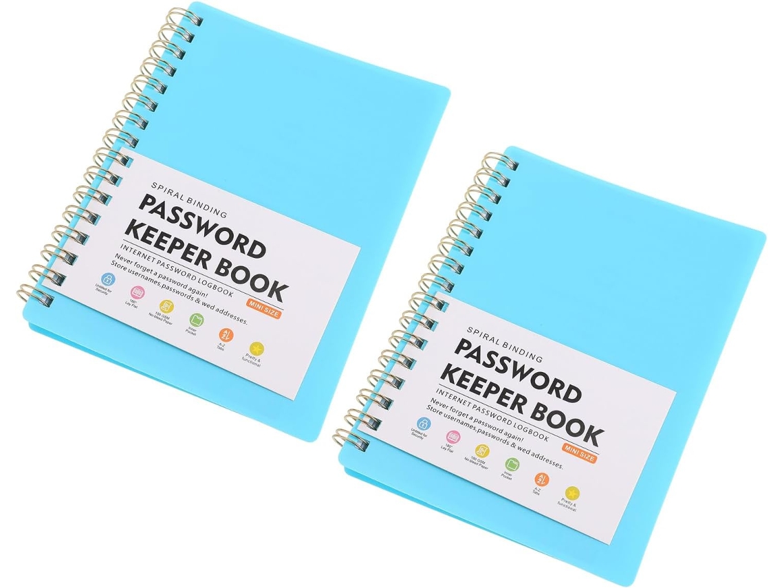 Cuaderno De Contraseñas De Espiral Pequeño A6, Paquete De 2, Papel