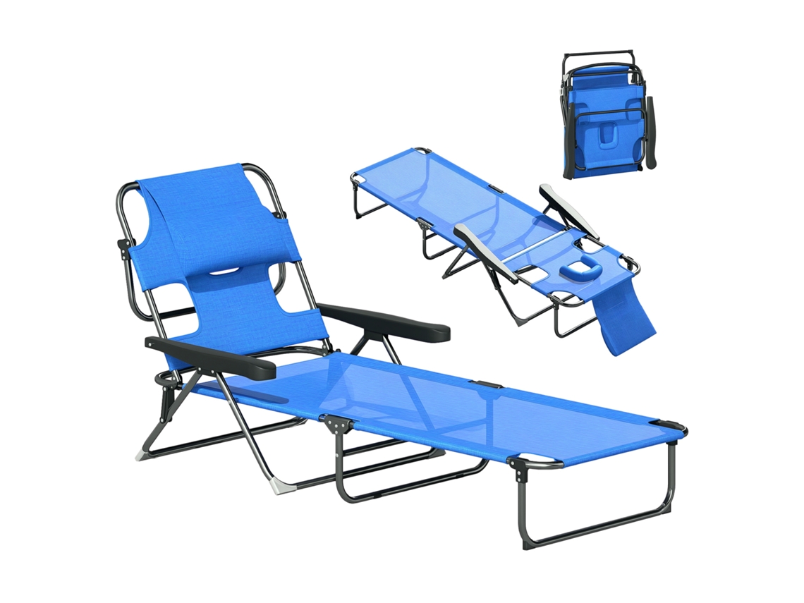 Tumbona Relax Plegable, 194x72x31cm, Negro+azul Oscuro