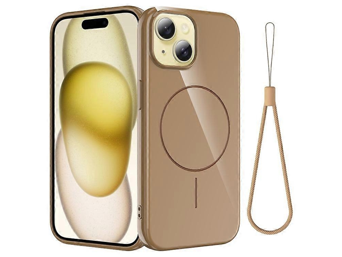 Funda Magnética Compatible Con Iphone 14, Compatible Con Magsafe, Carcasa Trasera De Tpu Transparente Brillante A Prueba De Caídas Con Cordón.