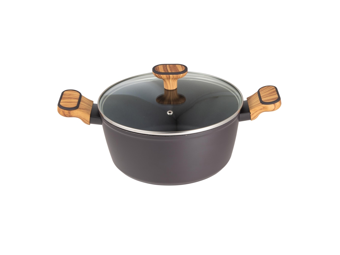Cacerola Bergner con tapa, Ø24 cm, 4 L, aluminio forjado antiadherente