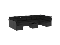 Maison Exclusive - Set De Sofás De Jardín 11 Pzas Y Cojines Ratán Sintético Negro