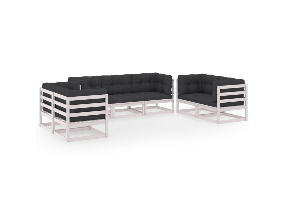 Maison Exclusive - Juego De Muebles De Jardín 7 Pzas Y Cojines Madera Pino Maciza