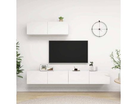 Conjunto 3 Mueble para la televisión VIDAXL Blanco Madera contrachapada (100x30x30 cm)