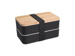 Fiambrera Bento negra de diseño japonés con 3 compartimentos herméticos para cubiertos, 1200 ml, de madera de bambú, para adultos y niños.
