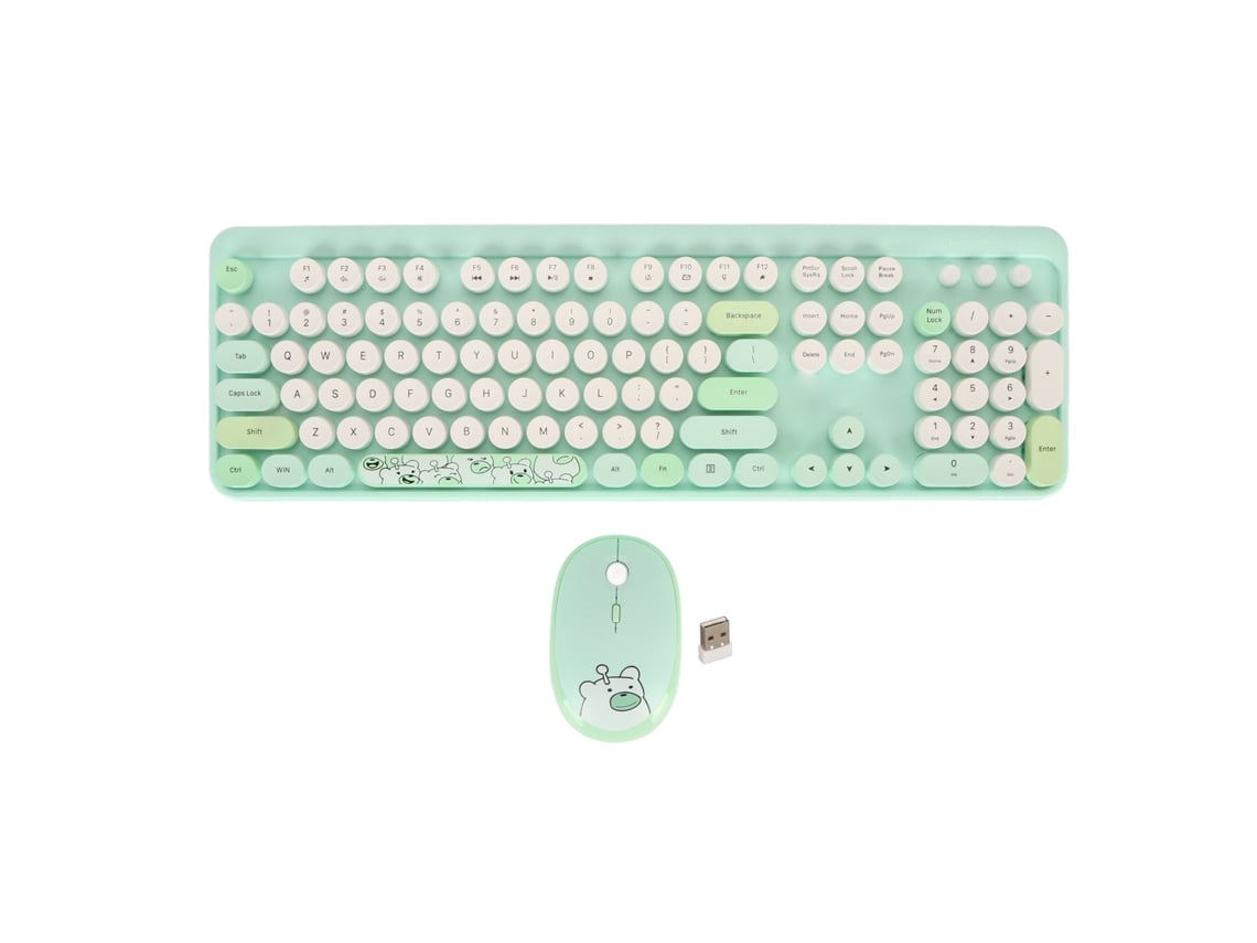 Baoj-2026combo Teclado E Rato Sem Fio Retro Com Teclas Redondas Rato Óptico 1600 Dpi Para Win E Os X