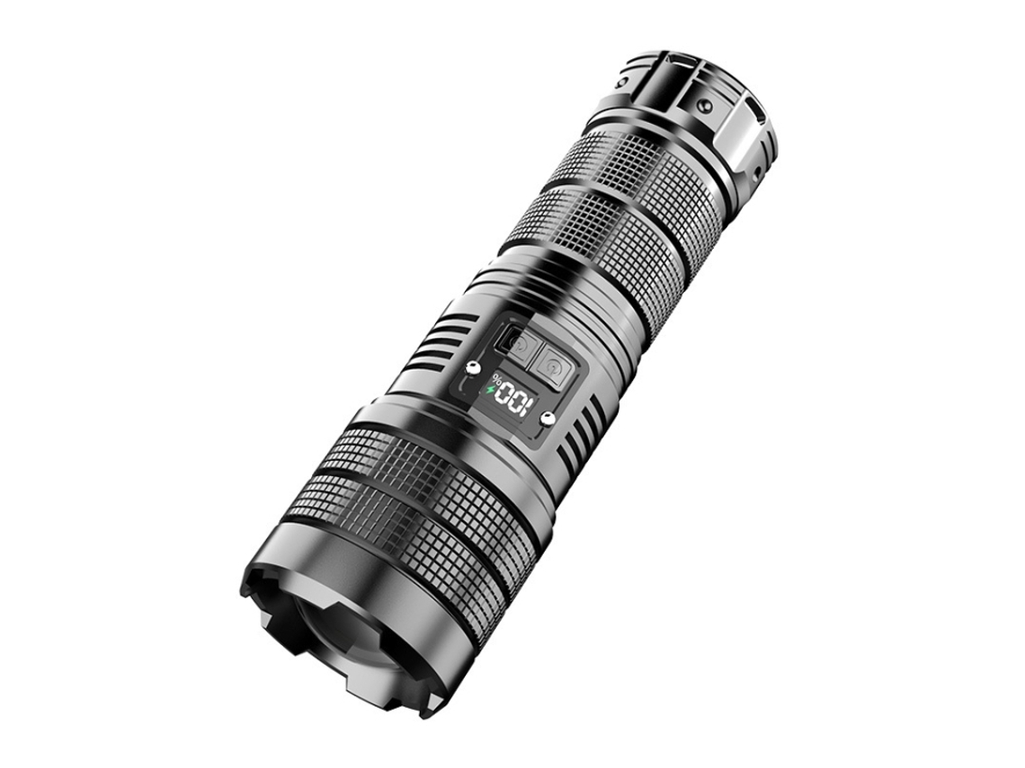 Linterna para exteriores con zoom digital, láser blanco e iluminación de largo alcance. (Pilas no incluidas)