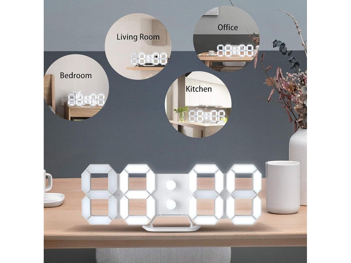 2026-reloj Despertador Digital Led 3d 9.7" Ajustable Brillo Mesa Pared Hotel Oficina Hogar (sin Adaptador)
