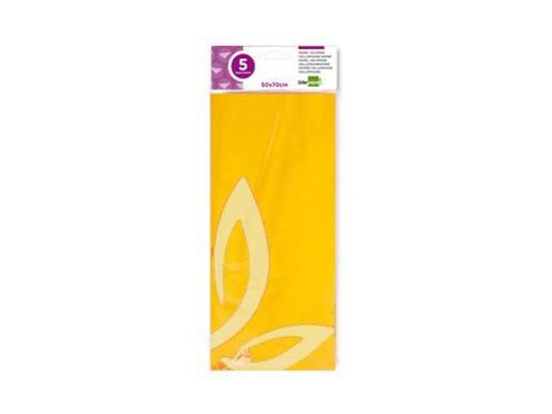 Papel Celofán Liderpapel 50X70 Cm 22G/M2 Bolsa 5 Hojas Amarillo