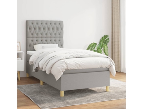vidaXL Cama con somier y colchón 90x190 cm tela gris claro