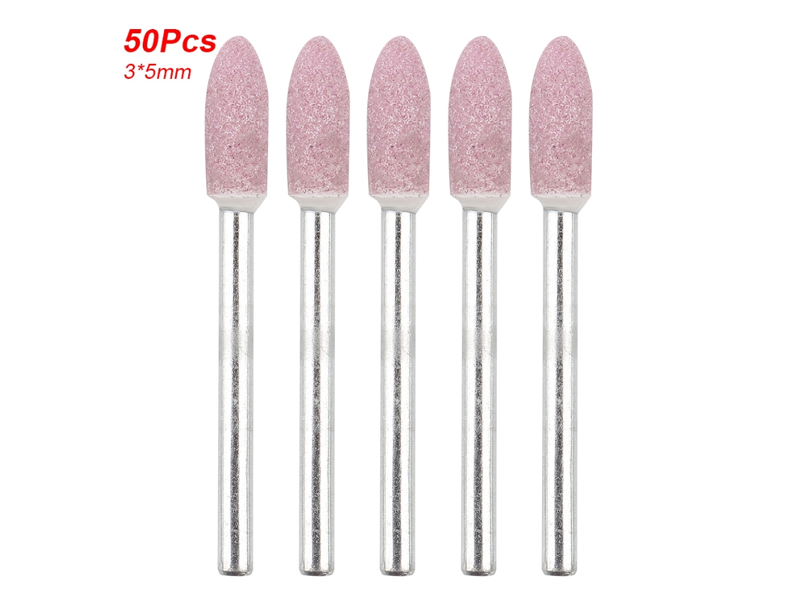 50 Pçs Cabeças De Lixa Cerâmica Em Forma De Bala Para Ferramenta Rotativa (3*5mm)