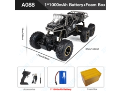 Coche RC 112 con luz y batería recargable, control remoto de 2.4G, buggy todoterreno de aleación, camión para niños, color negro. Aeuzwr