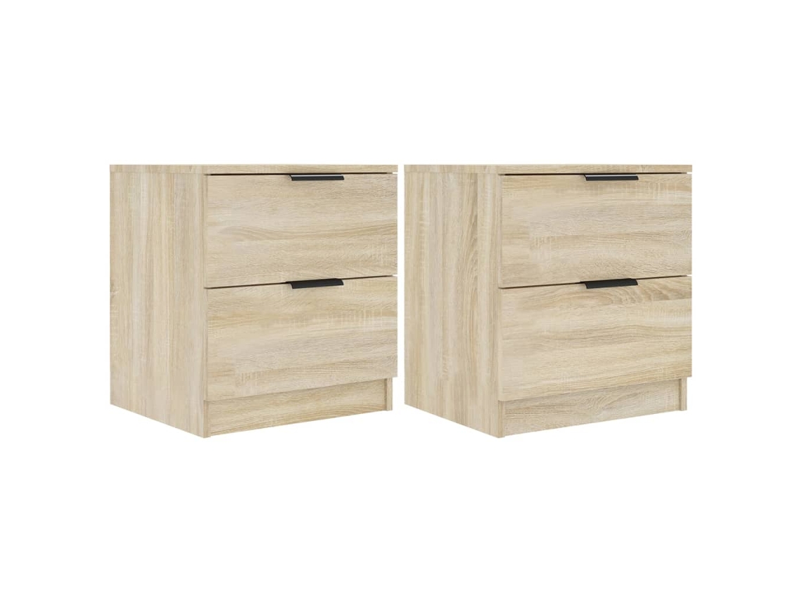 Juego de 2 mesitas de noche de madera de roble, Sonoma, EXCLUSIVA DE LA CASA