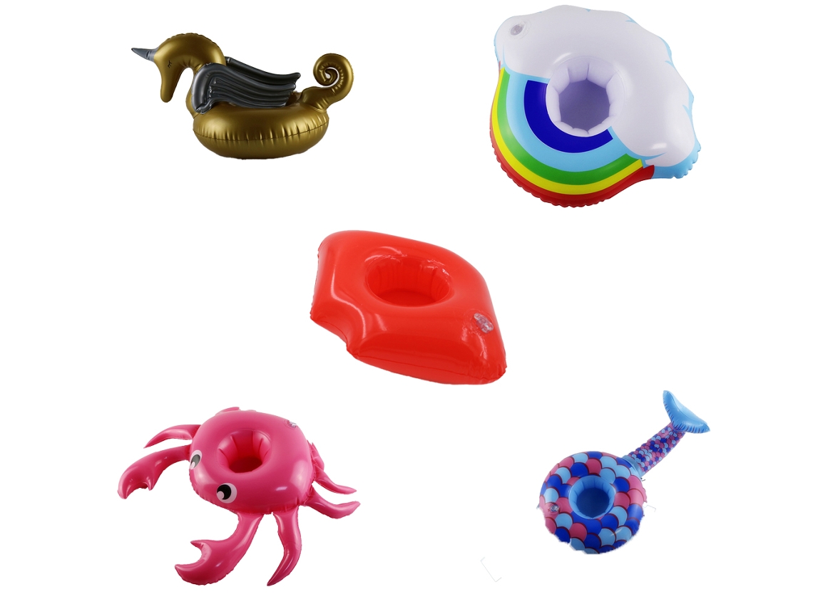 Portavasos inflable flotante para piscina.
