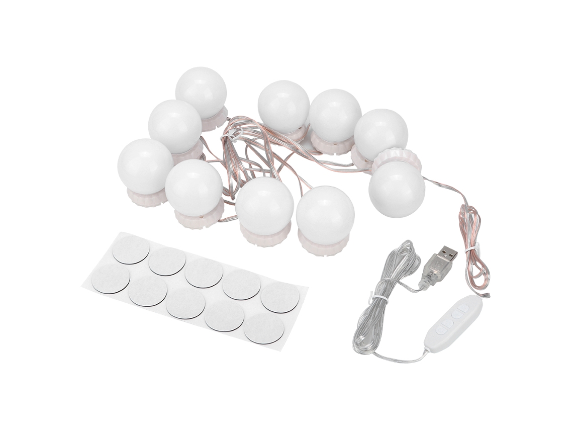 Kit de luces LED para espejo ajustables con 3 temperaturas de color y USB para maquillaje