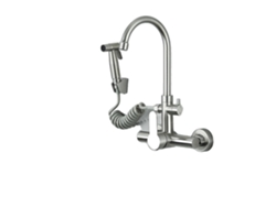 Grifo de cocina de pared, con función de agua fría y caliente, acabado duradero de acero inoxidable, níquel cepillado B