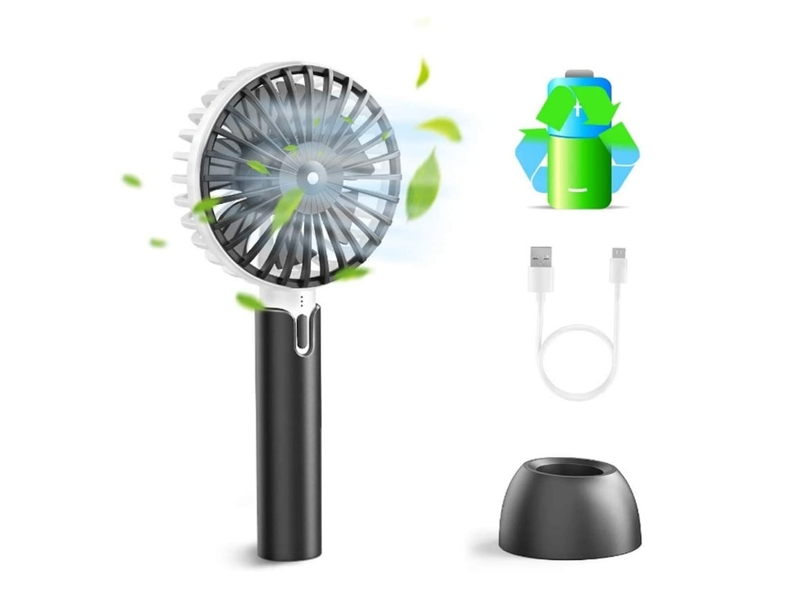 Ventilador USB portátil Mini ventilador de mano con batería recargable de 2600 mAh Ventilador de mesa negro USHION