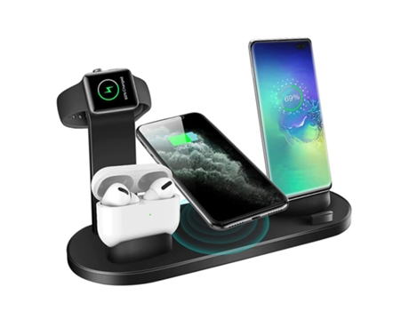 Soporte ELKUAIE de cargador inalámbrico 4 en 1 con cabezal Qc3 para soporte inalámbrico adecuado para Iphone Apple Watch y Airpods