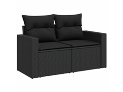 Conjunto de 8 sofás de jardín con cojines de mimbre, color negro, EXCLUSIVA MAISON (8 piezas)
