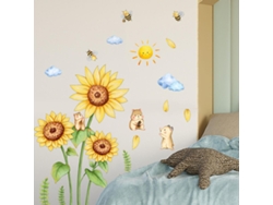Rebe-conjunto De Pegatinas Para Pared De Girasoles Abejas Nubes Decoración Para Salones Dormitorios Oficinas