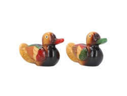 Pareja De Patos Mandarines De Madera, Estatua Decorativa Hecha A Mano, Símbolo De Amor, 15x6x10cm
