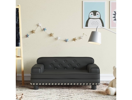 MAISON EXCLUSIVE - Sofá para niños de cuero sintético negro 70x45x30 cm