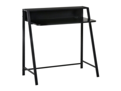 Escritorio De Ordenador Elegante De Metal Negro Con Espacio De Almacenamiento, Gestión De Cables Y Compartimentos Para Guardar Cosas, 84x45x85cm.
