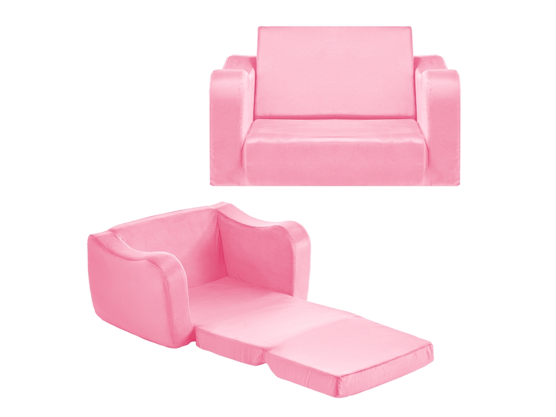 Sofá infantil Succebuy 2 en 1 plegable y convertible en tumbona, mediano, rosa