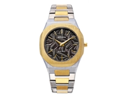 Reloj De Cuarzo Para Hombre (negro) Con Hojas En Relieve.