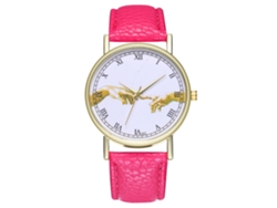 Reloj Analógico De Cuarzo Para Mujer Con Correa De Pu De Diseño Clásico, Rosa Y Rojo.