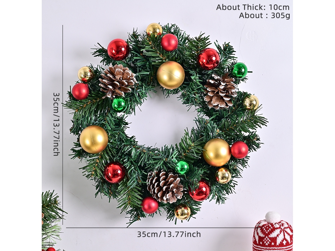 Corona navideña Xm 0029, 30 cm, ideal para decoración navideña. Siurn (12 pulgadas)