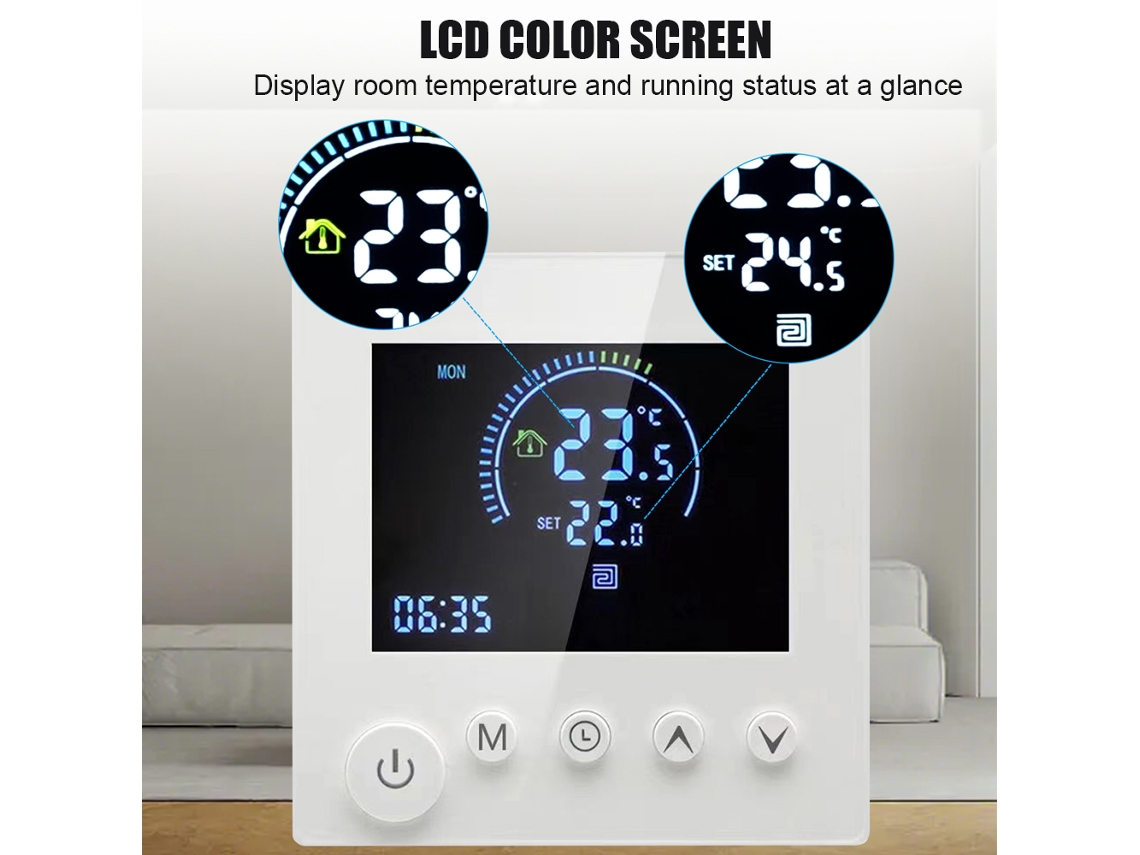 Termostato Programable Inteligente Tuya Para Montaje En Pared Con Sensor Ntc Y Control Por Aplicación Para El Hogar.