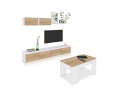 Pack Salón Arlet Plus V2 Blanco Artik Roble Canadian 200 X 43 X 41 Cm Duehome (blanco Mate)