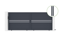 Puerta corredera 4m CIMONE H.160cm aluminio 2 postes EIFEL 15x15cm H.190cm GRI CASANOOV