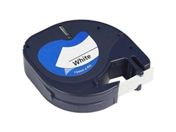 Cinta de etiquetas genérica Letratag S0721510 para rotuladora Texto negro sobre fondo blanco Ancho 12 mm x 4 metros Dymo (91200)