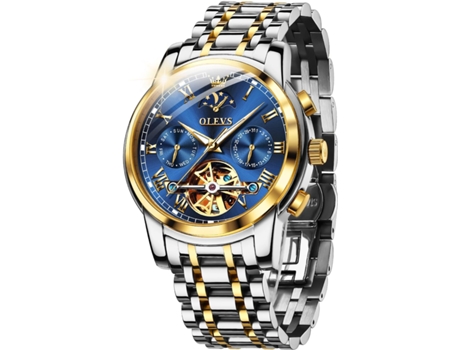 VEANXIN Reloj mecánico hueco impermeable luminoso automático para hombre(azul)