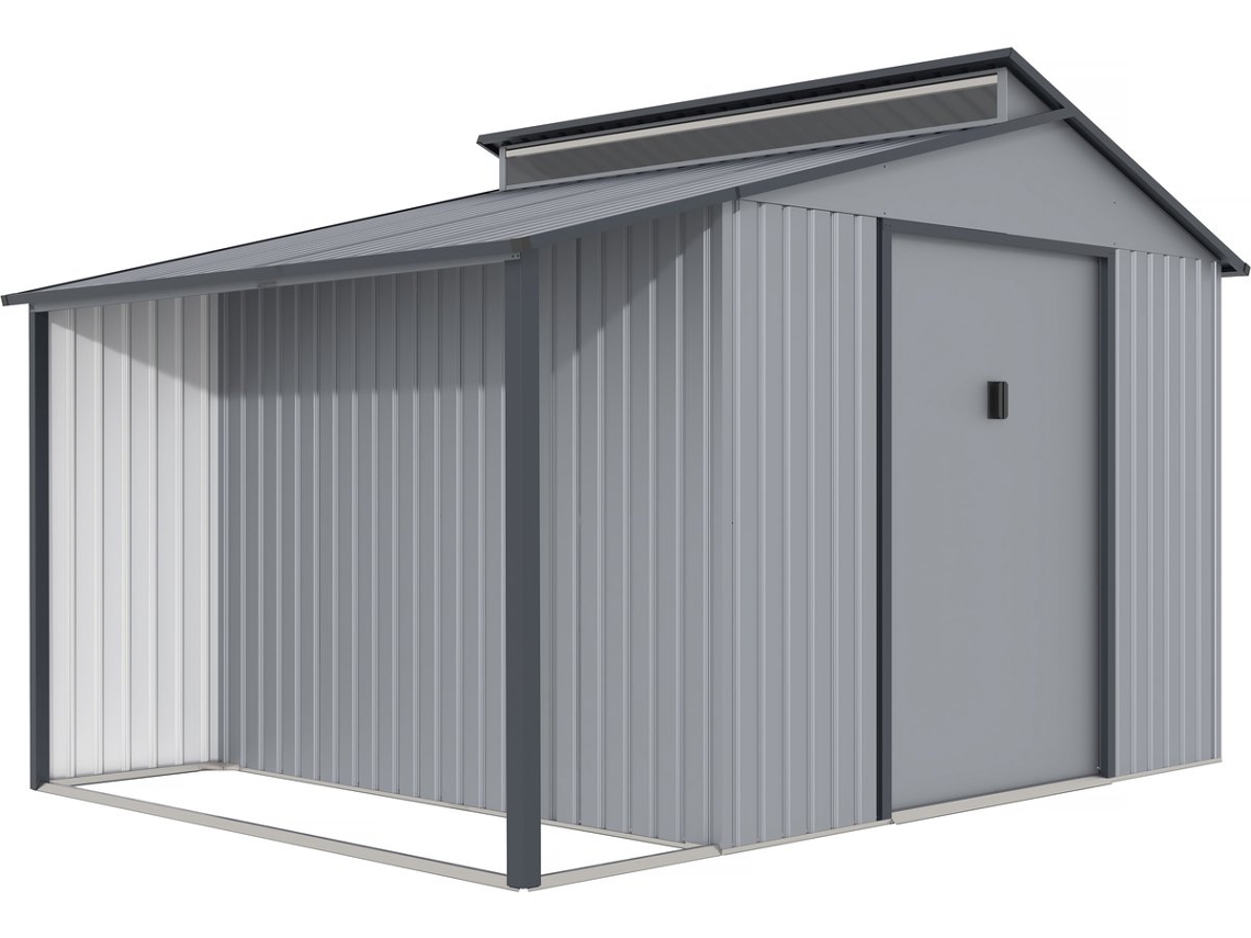 Caseta De Metal Con Pergola Madras 9.12 M² Gris Habitat Et Jardin