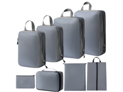 Bolsa de almacenamiento de compresión, juego de 8 piezas, bolsa de almacenamiento de viaje ligera, color gris Siurn