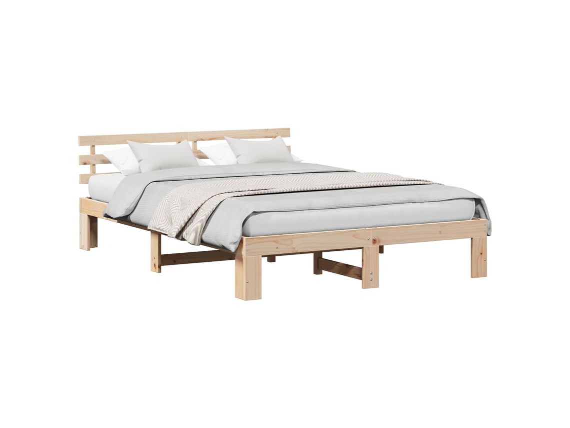 Maison Exclusive - Estructura De Cama Natural 140 X 200 Cm Madera De Pino Macizo