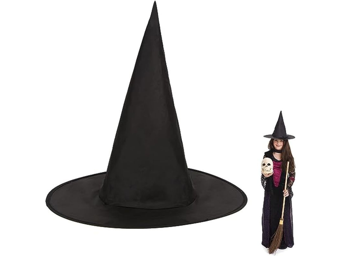 Sombrero De Bruja Negro Para Niños Y Mujeres Accesorios De Halloween Hecho De Tela Oxford