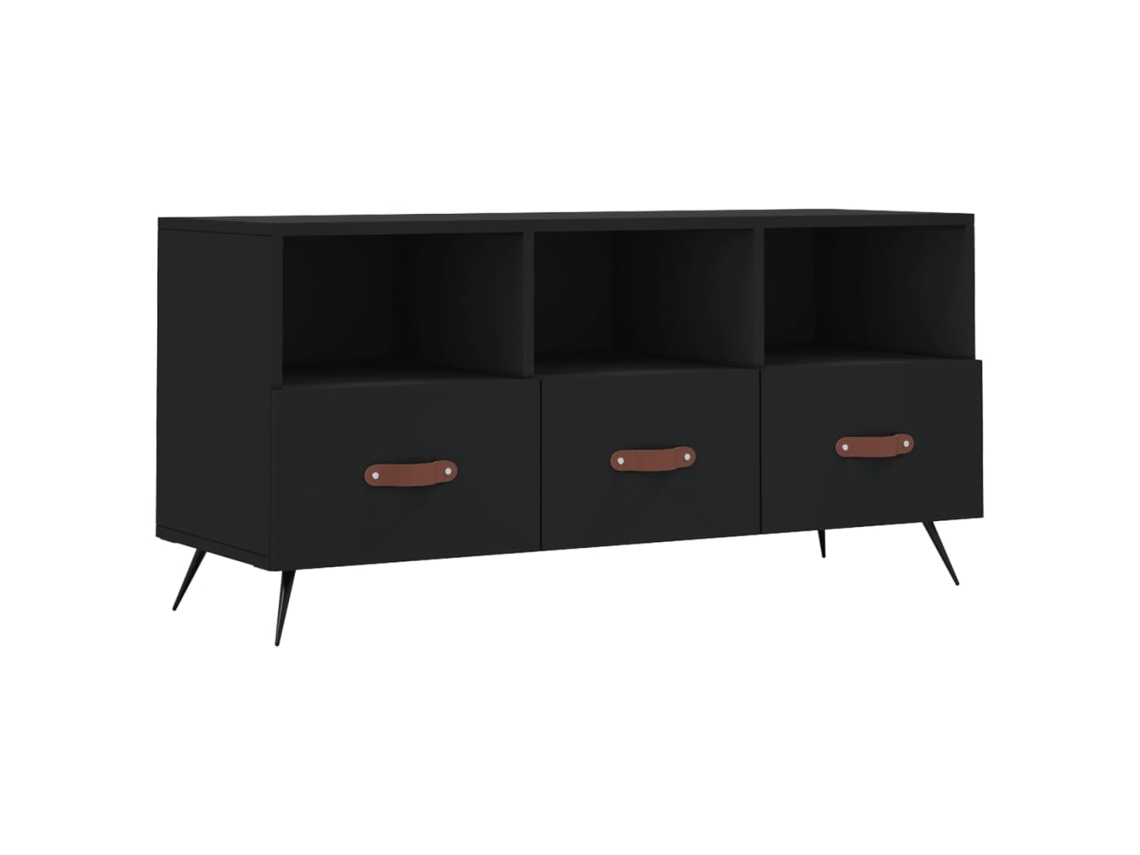 Maison Exclusive - Mueble De Tv Madera De Ingeniería Negro 102x36x50 Cm