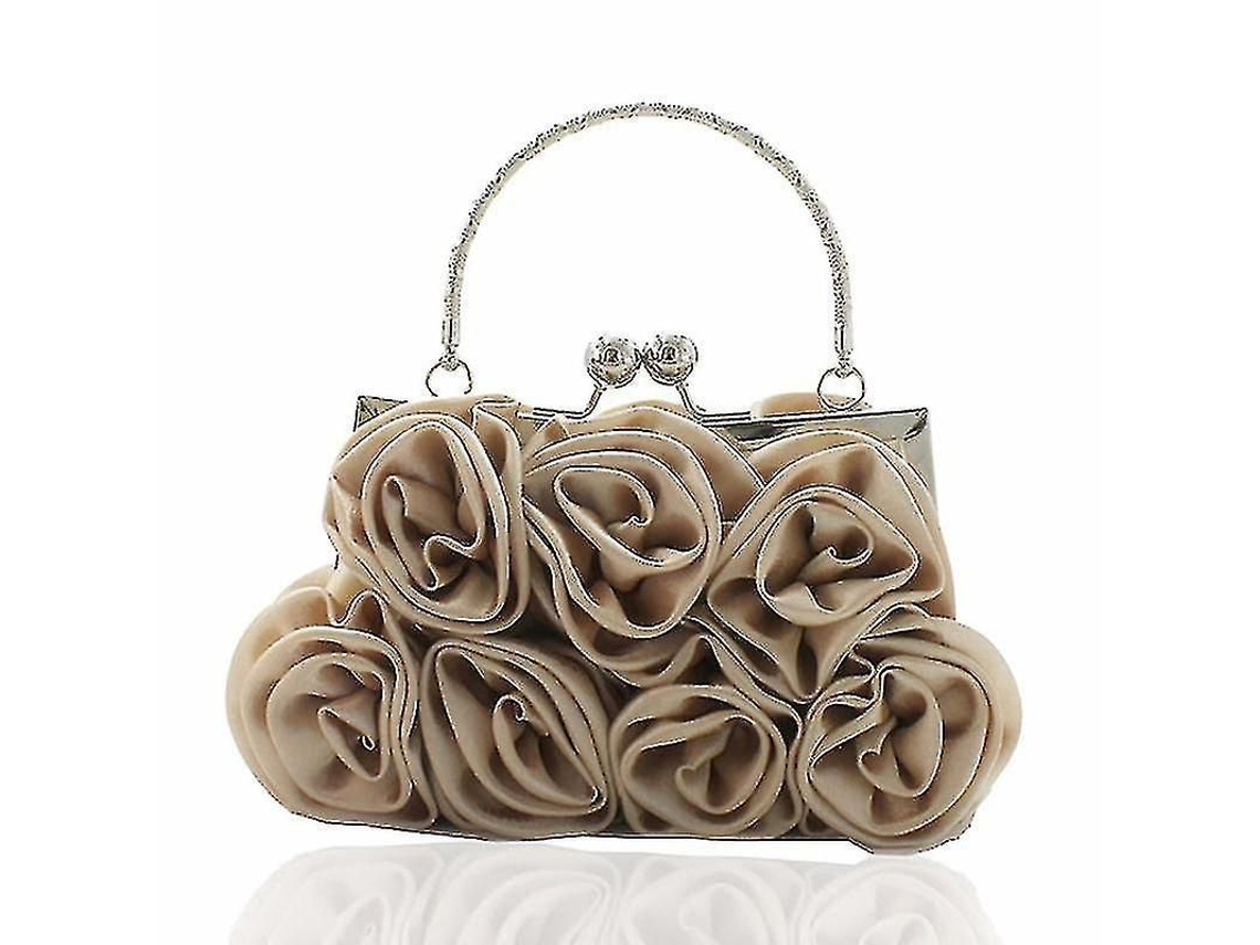 2026-bolsos De Noche Para Mujer De Satin Floral Con Flores De Rosa Bordadas Para Fiestas Y Bodas