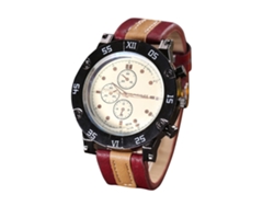 Reloj De Pulsera Sencillo E Informal Para Hombre Con Correa De Piel Sintética Y Movimiento De Cuarzo Rojo.