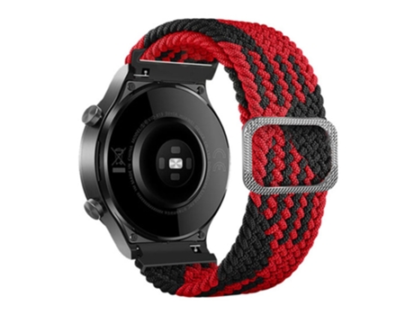 Correa de nailon 20mm para Samsung Galaxy Watch3 41mm/Garmin Forerunner 645/Huawei Watch GT 2 42mm - rojo/negro