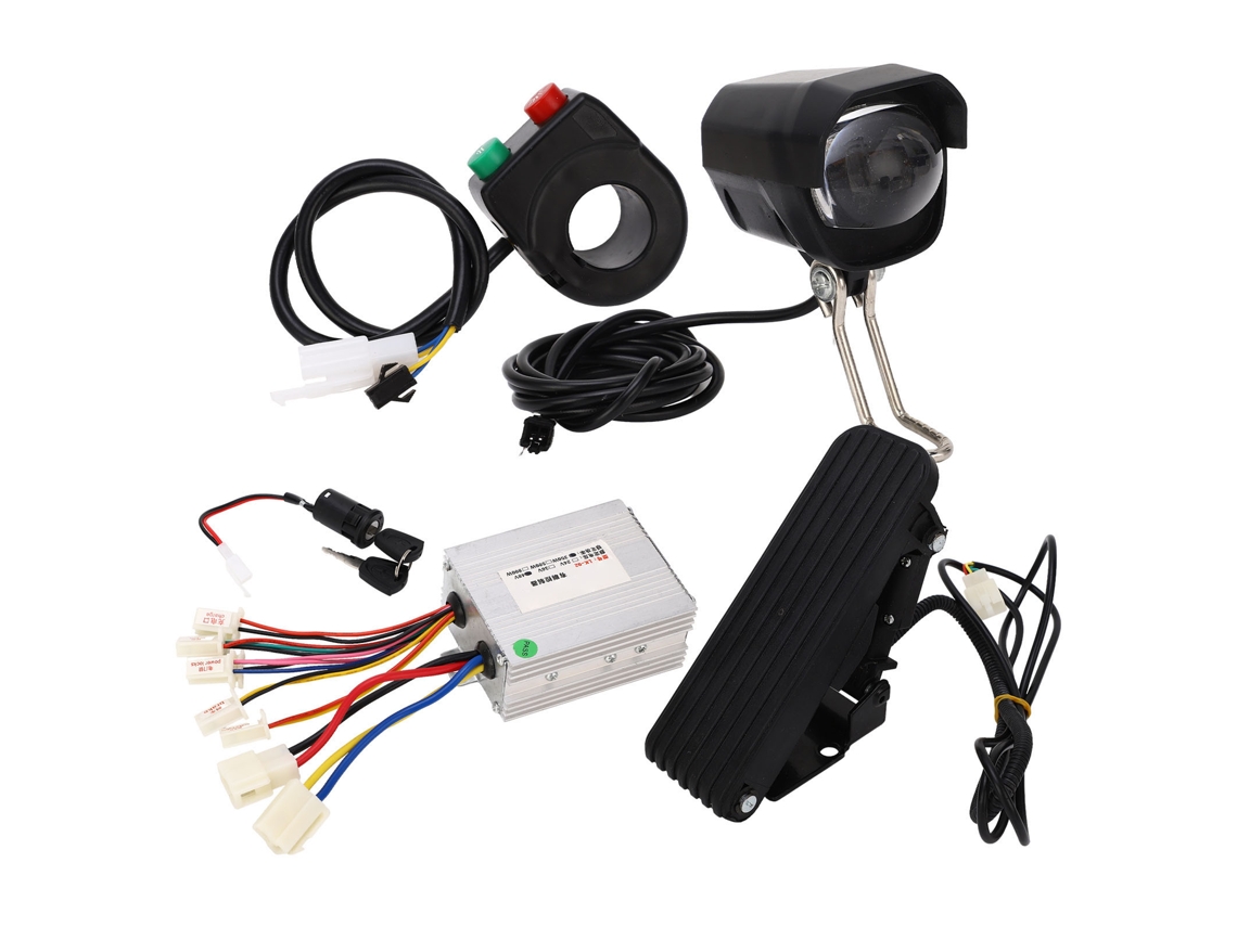 Vlrla-kit Controlador Bicicleta Eléctrica 48v 350w Con Acelerador Pedal, Interruptor Farol Y Conversión