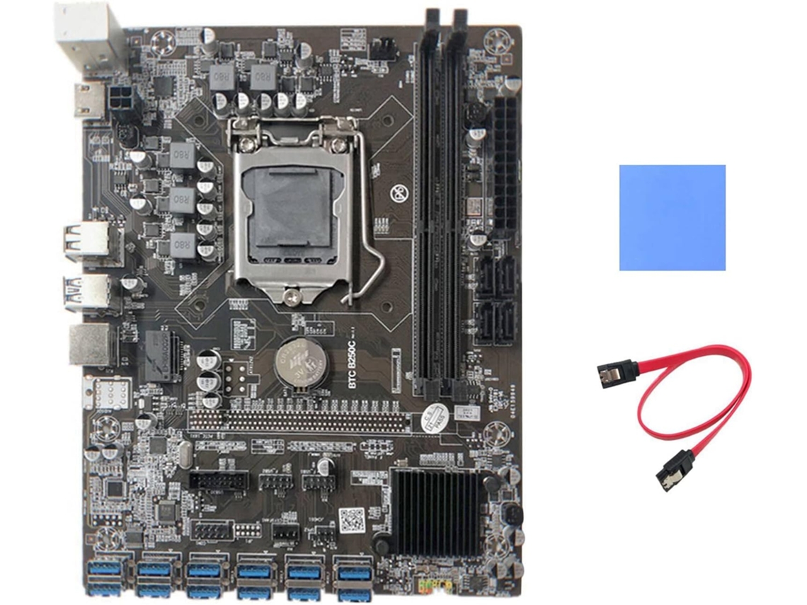 Placa Base B250c + Almohadilla + 12 Ranuras Pcie A Usb 3.0, Lga1151, Compatible Con Memoria Ram Ddr4 Dimm
